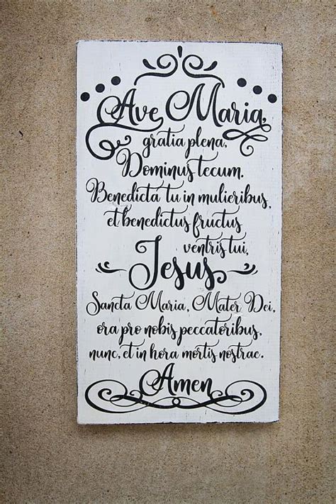 Rustic Wooden Catholic Latin Prayer Sign Choice Of Ave