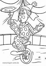 Zirkus Malvorlage Ausmalbild Ausmalen Clowns Malen Zauberer Fahrrad Schablone Klick öffnet sketch template