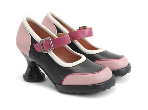 fluevog shoes shop gorgeous black and pink low heeled mary jane