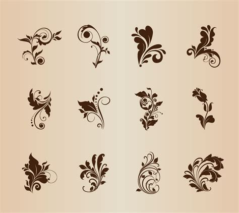 floral patterns  design vector set  vector graphics