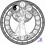 Coloring Pages Disney Stained Glass Printable Line sketch template