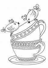 Coloring Pages Tea Cup Printable Colouring Adults Teapot Starbucks Teacup Color Decorative Set Templates Cups Stanley Childhood Saucers Adult Book sketch template
