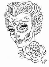 Coloring Skull Pages Sugar Adults Skulls Adult Tattoo Girl Book Detailed Color Drawing Printable Female Print Woman Books Halloween Candy sketch template