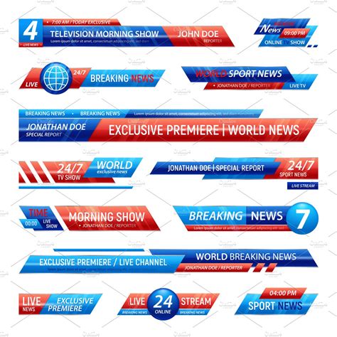 breaking news broadcasting set outline icons creative market