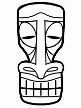 Tiki Totem Lanta Koh Pole Faces Stencil African Man Masks Drawing Fabric Theme Coloriage sketch template