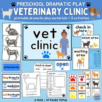 vet clinic preschool dramatic play printables  teaching    year olds