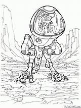 Coloring Futuristic Pages Bipedal Walker Vehicles Colorkid sketch template