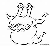 Monster Eyed Two Coloring Coloringcrew Monsters sketch template