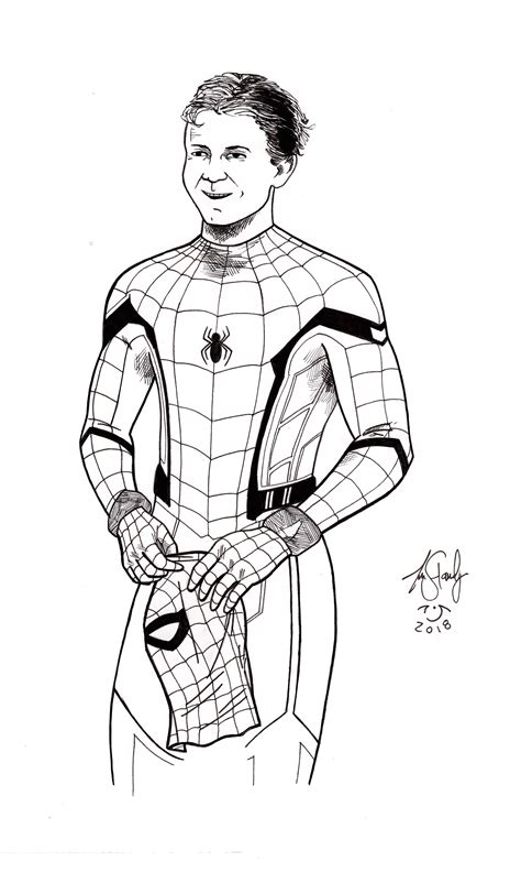tom holland  spider man comic books book series male sketch