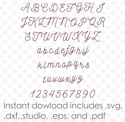 cursive font svg file alphabet instant  zipped dxf etsy
