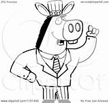 Politician Donkey American Clipart Outlined Coloring Cartoon Vector Thoman Cory Royalty sketch template
