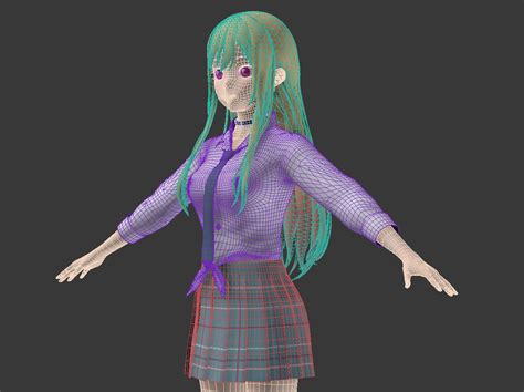 t pose rigged model of marin kitagawa anime girl 3d model rigged cgtrader