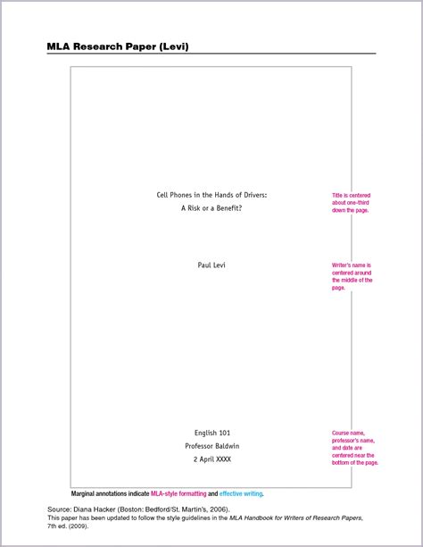 sample title page  mla format  document template