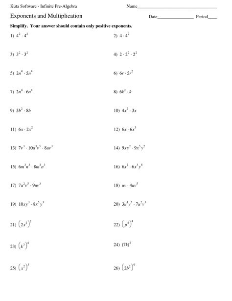 exponents worksheets  printable exponent worksheets