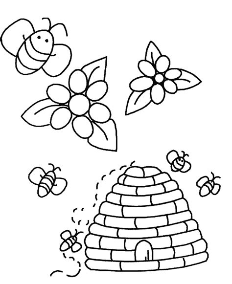bees  flowers insects coloring pages  kids  print color