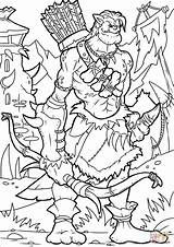 Orc Hunter Warcraft Supercoloring Skrzat Kolorowanka Drukuj sketch template