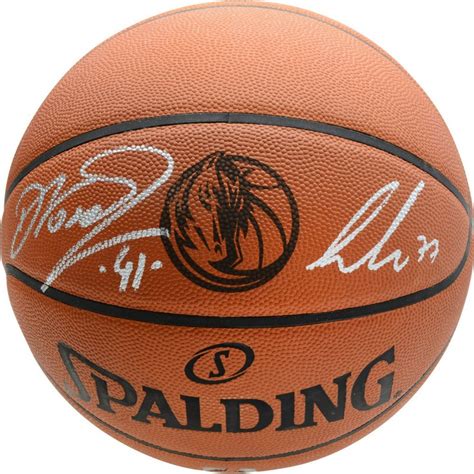 luka doncic dirk nowitzki signed dallas mavericks logo basketball fanatics hologram