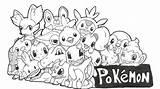 Pokemon Coloring Starters Pages Print Line Template 2d Characters Choose Board sketch template