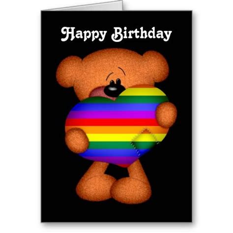 pride heart teddy bear happy birthday card zazzlecom   happy