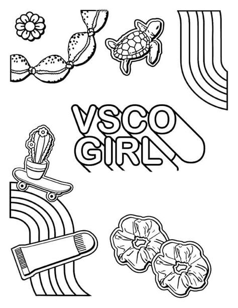vsco girl aesthetics coloring page  printable coloring pages  kids
