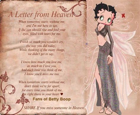 Betty Boop Inspirational Quotes Missing Someone In Heaven
