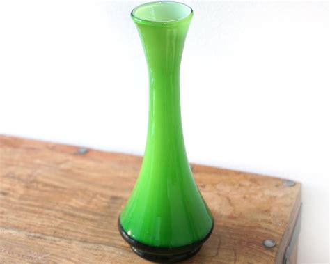 Mid Century Hand Blown Glass Vase White Cased Glass Vase 50s Etsy