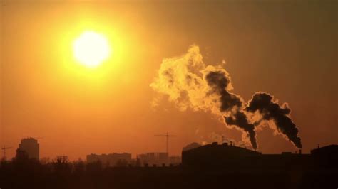 air pollution beautiful sunset   city stock video footage