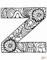 Coloring Letter Zentangle Pages Alphabet Printable Letters Adult Adults Template Supercoloring Choose Board Kids Templates Categories sketch template