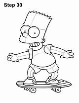 Drawing Bart Simpson Skateboarding Draw Body Simpsons Skateboard Step Lines Sketch Skater Getdrawings sketch template