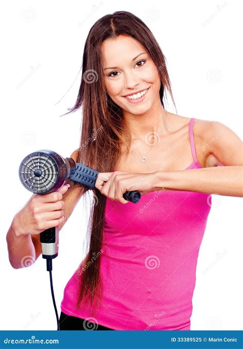 Woman Holding Blow Dryer And Comb Stock Image Image Of Hold Designer