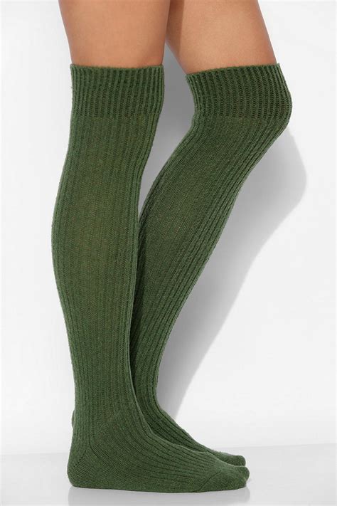 urban outfitters bella cashmere over the knee sock in green lyst