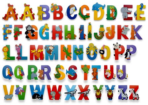 vinsani wooden jungle animal upper case alphabet letters  adhesive