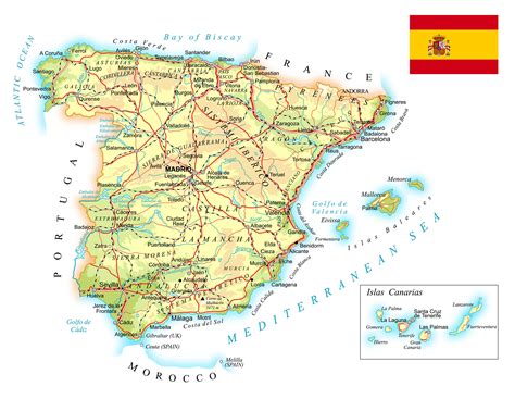 spain map guide   world