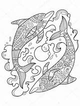 Dolfijn Volwassenen Mandalas Mandala Colorier Delfin Dauphin Dolfijnen Animaux Delfines Downloaden sketch template