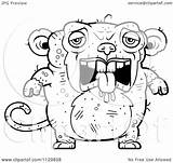 Depressed Monkey Ugly Cartoon Outlined Coloring Clipart Vector Thoman Cory Regarding Notes sketch template