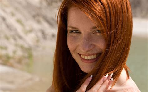 3686x2097 Women Redhead Dyed Hair Long Hair Freckles Wallpaper