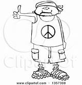 Sandals Bandana Peace Clipart Hitchhiker Wearing Male Shirt Cartoon Shorts Illustration Djart Royalty Vector Lineart 2021 sketch template