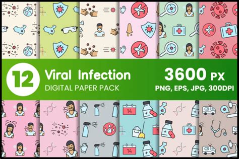 viral infection digital paper set graphic  fromporto creative fabrica