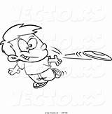 Frisbee Coloring Boy Tossing Outline Vector Cartoon Getcolorings Pages Ron Leishman sketch template