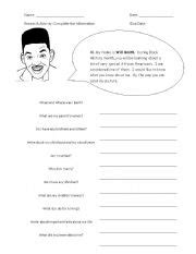 english worksheets black history research activity