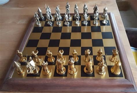 franklin mint tournament  camelot schaakspel verguld verzilverd zeldzaam catawiki