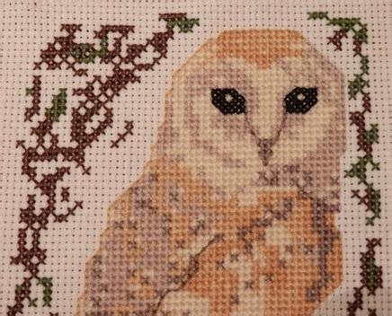 birds series barn owl cross stitch pattern