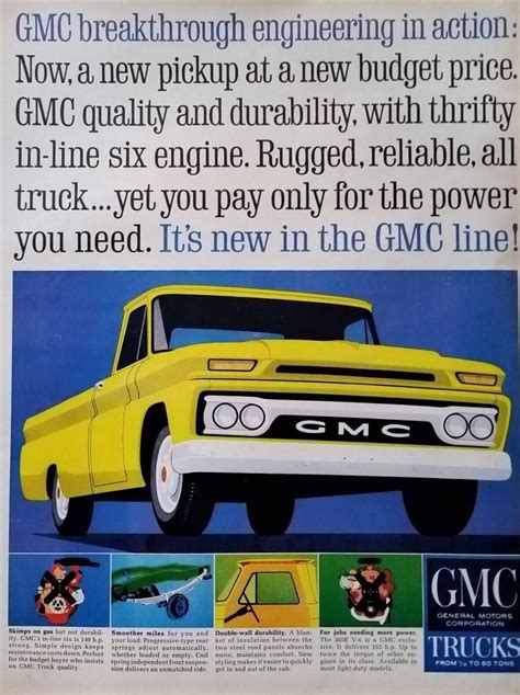 super cool post modern illustrated truck ad art gmc truck 1964 yellow gmc pickup cartoon