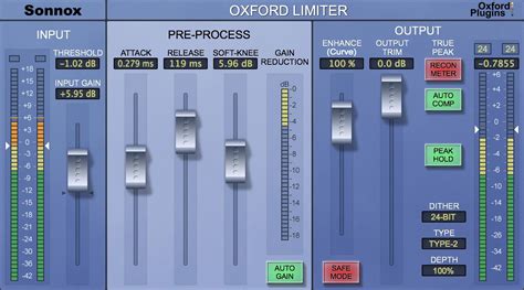 oxford limiter  sonnox dynamics compressor limiter vst vst audio unit aax