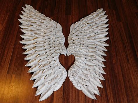 extra large angel wings  inches tall chippy white chippy etsy
