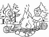 Coloring Camp Campfire Camping Summer sketch template