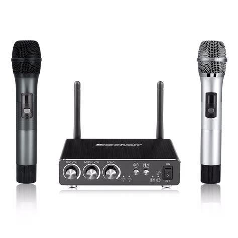 buy excelvan  wireless dual channel microphone adjustable echo volume