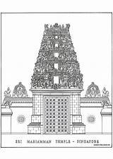 Temple Coloring Pages Drawing Architecture Indian Edupics Print Hindu India Sheets Draw Large Ancient sketch template