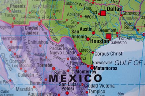 Las Fronteras Nacionales Mapa De México Texas Usa Frontera