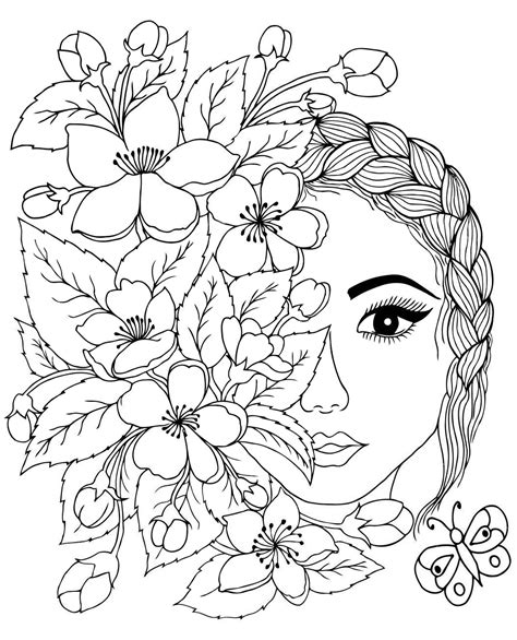 art therapy  face  flowers coloring pages